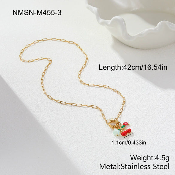 Wholesale Women's Geometric Stainless Steel 18K Gold Electroplated Necklace For Office Ladies