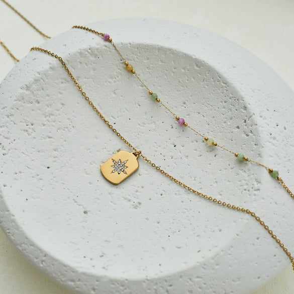 Wholesale Women's Geometric Stainless Steel 18K Gold Electroplated Necklace