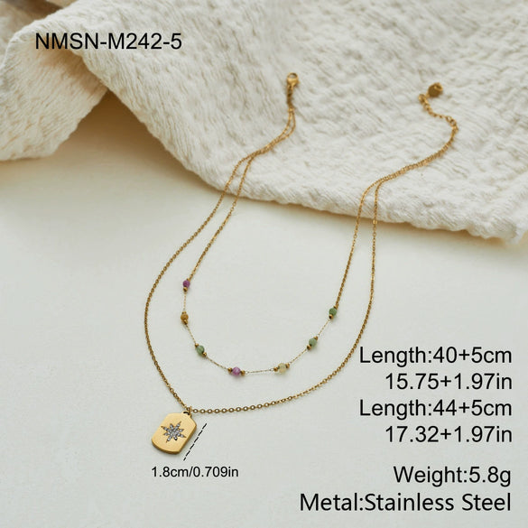 Wholesale Women's Geometric Stainless Steel 18K Gold Electroplated Necklace