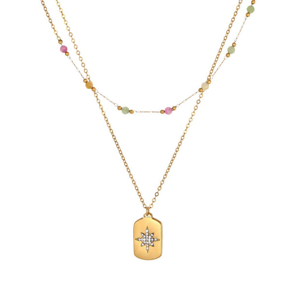 Wholesale Women's Geometric Stainless Steel 18K Gold Electroplated Necklace