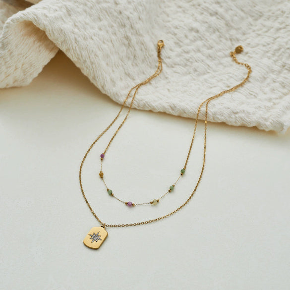 Wholesale Women's Geometric Stainless Steel 18K Gold Electroplated Necklace