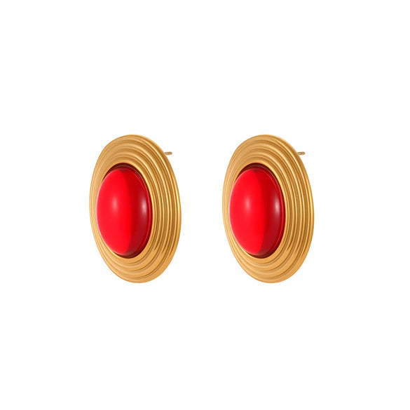 Wholesale Women's Geometric Stainless Steel 18K Gold Electroplated Oval Earrings