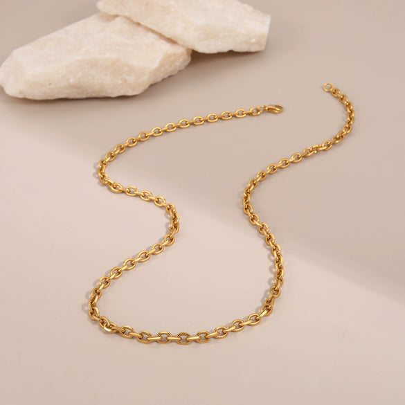 Wholesale Women's Geometric Stainless Steel 18K Gold Electroplated Paperclip Twist Chain Clavicle Necklace