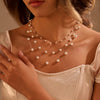 Wholesale Women's Geometric Stainless Steel 18K Gold Electroplated Pearl Clavicle Chain Choker Necklace