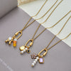 Wholesale Women's Geometric Stainless Steel 18K Gold Electroplated Pendant Necklace