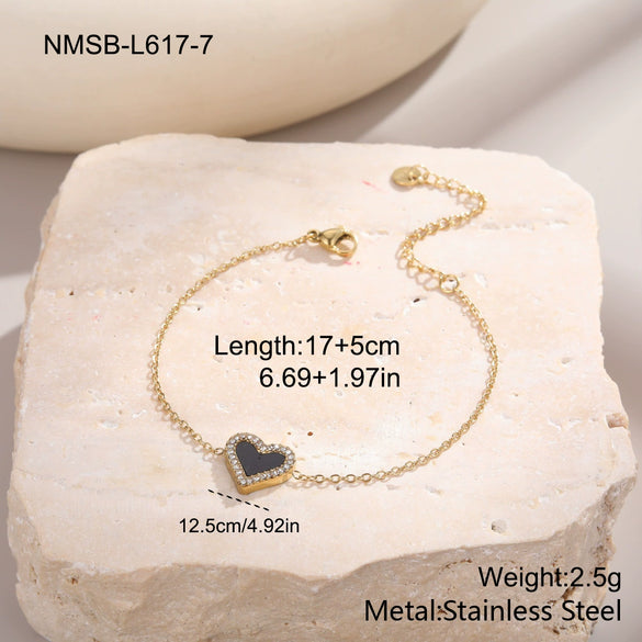 Wholesale Women's Geometric Stainless Steel 18K Gold Electroplated Retro Microencrusted Diamond Love Bracelet Highend Jewelry
