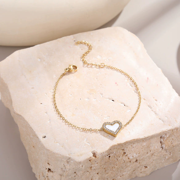 Wholesale Women's Geometric Stainless Steel 18K Gold Electroplated Retro Microencrusted Diamond Love Bracelet Highend Jewelry