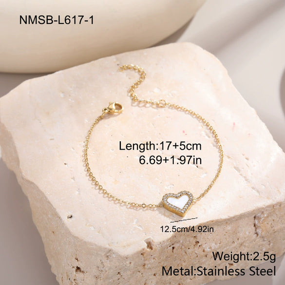 Wholesale Women's Geometric Stainless Steel 18K Gold Electroplated Retro Microencrusted Diamond Love Bracelet Highend Jewelry