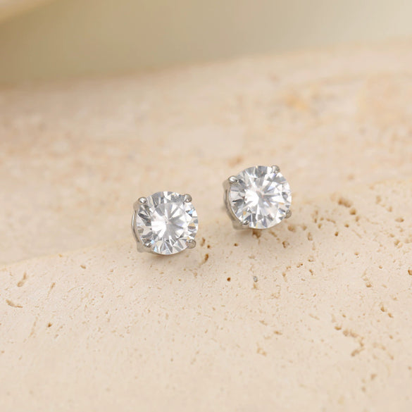 Wholesale Women's Geometric Stainless Steel 18K Gold Electroplated Round Zircon Earrings