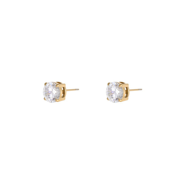 Wholesale Women's Geometric Stainless Steel 18K Gold Electroplated Round Zircon Earrings