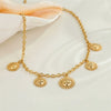 Wholesale Women's Geometric Stainless Steel 18K Gold Electroplated Sunflower Pendant Necklace For Office Ladies