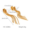 Wholesale Women's Geometric Stainless Steel 18K Gold Electroplated Tassel Long Earrings Jewelry
