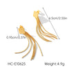 Wholesale Women's Geometric Stainless Steel 18K Gold Electroplated Tassel Long Earrings Jewelry