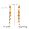 Wholesale Women's Geometric Stainless Steel 18K Gold Electroplated Tassel Long Earrings Jewelry