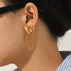Wholesale Women's Geometric Stainless Steel 18K Gold Electroplated Tassel Long Earrings Jewelry
