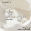 Wholesale Women's Geometric Stainless Steel 18K Gold Electroplated Threedimensional Hollow Flower Stud Earrings