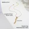 Wholesale Women's Geometric Stainless Steel 18K Gold Electroplated Vertical Bar Necklace Vintage Multi Shaped Splicing Style
