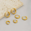 Wholesale Women's Geometric Stainless Steel 18K Gold Plain Hoop Earrings With Diamonds And Electroplating