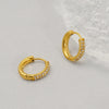 Wholesale Women's Geometric Stainless Steel 18K Gold Plain Hoop Earrings With Diamonds And Electroplating