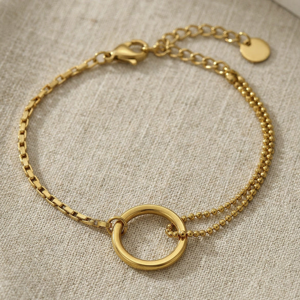Wholesale Women's Geometric Stainless Steel 18K Gold Plated Bracelet French Minimalist Style