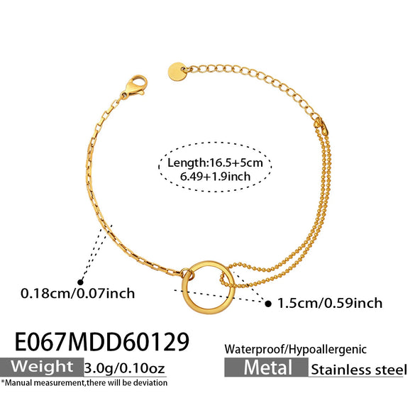 Wholesale Women's Geometric Stainless Steel 18K Gold Plated Bracelet French Minimalist Style