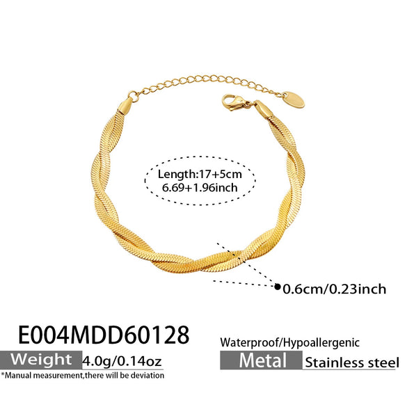 Wholesale Women's Geometric Stainless Steel 18K Gold Plated Crosswrapped Blade Chain Bracelet Minimalist Cool Style Jewelry