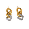 Wholesale Women's Geometric Stainless Steel 18K Gold Plated Diamond Studded Earrings Fashion Accessories
