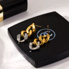 Wholesale Women's Geometric Stainless Steel 18K Gold Plated Diamond Studded Earrings Fashion Accessories