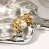 Wholesale Women's Geometric Stainless Steel 18K Gold Plated Diamond Studded Earrings Fashion Accessories