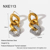Wholesale Women's Geometric Stainless Steel 18K Gold Plated Diamond Studded Earrings Fashion Accessories