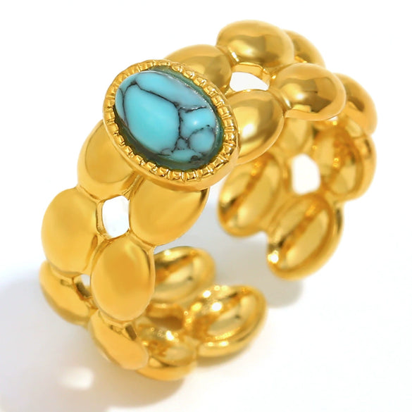 Wholesale Women's Geometric Stainless Steel 18K Gold Plated Double Opening Ring Jewelry