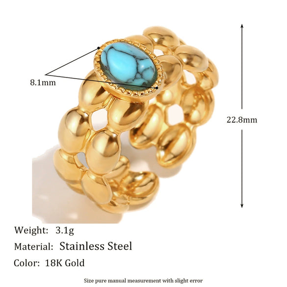 Wholesale Women's Geometric Stainless Steel 18K Gold Plated Double Opening Ring Jewelry