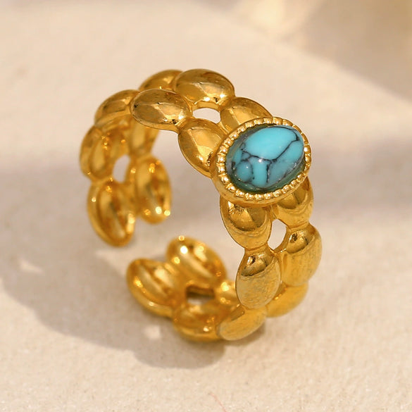 Wholesale Women's Geometric Stainless Steel 18K Gold Plated Double Opening Ring Jewelry