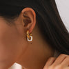 Wholesale Women's Geometric Stainless Steel 18K Gold Plated Double Ring Ear Cuffs Jewelry