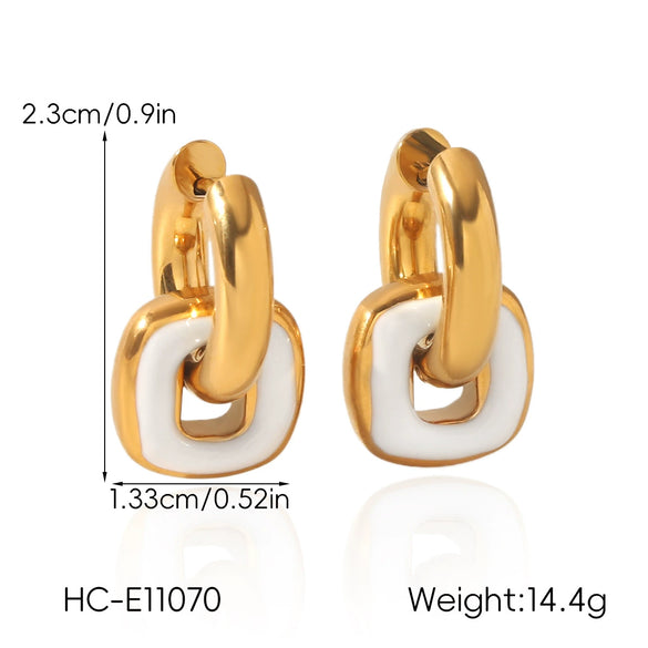 Wholesale Women's Geometric Stainless Steel 18K Gold Plated Double Ring Ear Cuffs Jewelry