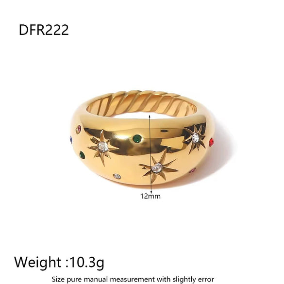 Wholesale Women's Geometric Stainless Steel 18K Gold Plated Double Ring Set With Pearls