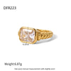 Wholesale Women's Geometric Stainless Steel 18K Gold Plated Double Ring Set With Pearls