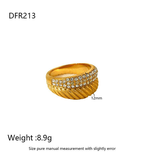 Wholesale Women's Geometric Stainless Steel 18K Gold Plated Double Ring Set With Pearls