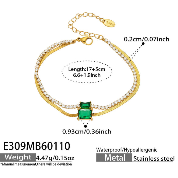 Wholesale Women's Geometric Stainless Steel 18K Gold Plated Doublelayer Blade Chain Bracelet Minimalist Niche Jewelry