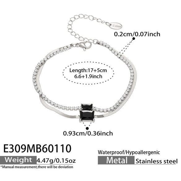 Wholesale Women's Geometric Stainless Steel 18K Gold Plated Doublelayer Blade Chain Bracelet Minimalist Niche Jewelry