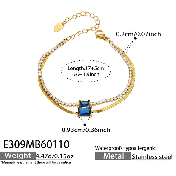 Wholesale Women's Geometric Stainless Steel 18K Gold Plated Doublelayer Blade Chain Bracelet Minimalist Niche Jewelry
