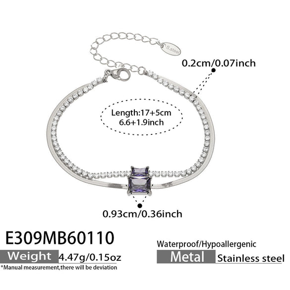 Wholesale Women's Geometric Stainless Steel 18K Gold Plated Doublelayer Blade Chain Bracelet Minimalist Niche Jewelry