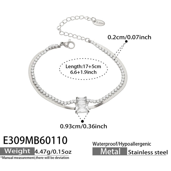 Wholesale Women's Geometric Stainless Steel 18K Gold Plated Doublelayer Blade Chain Bracelet Minimalist Niche Jewelry