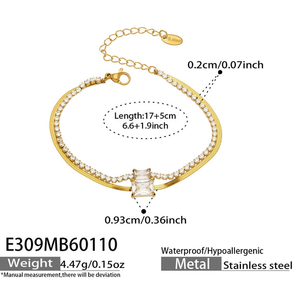 Wholesale Women's Geometric Stainless Steel 18K Gold Plated Doublelayer Blade Chain Bracelet Minimalist Niche Jewelry