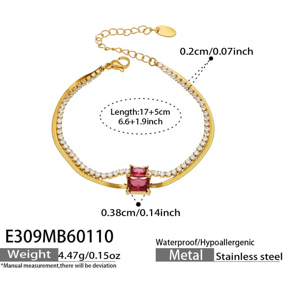 Wholesale Women's Geometric Stainless Steel 18K Gold Plated Doublelayer Blade Chain Bracelet Minimalist Niche Jewelry