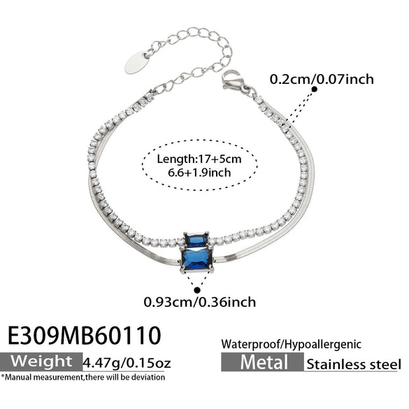 Wholesale Women's Geometric Stainless Steel 18K Gold Plated Doublelayer Blade Chain Bracelet Minimalist Niche Jewelry