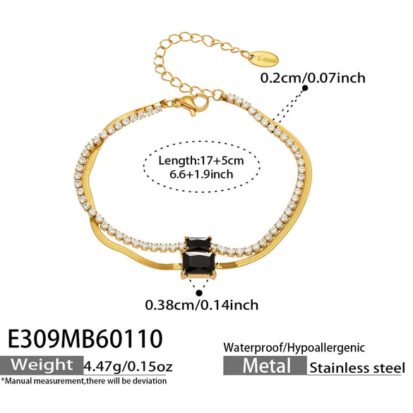 Wholesale Women's Geometric Stainless Steel 18K Gold Plated Doublelayer Blade Chain Bracelet Minimalist Niche Jewelry