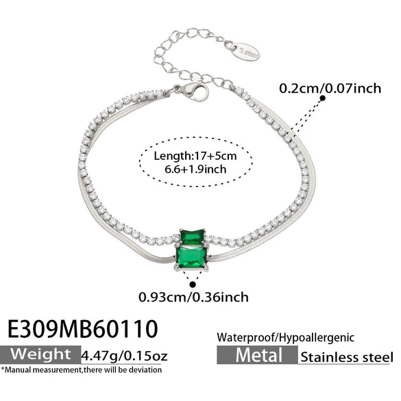 Wholesale Women's Geometric Stainless Steel 18K Gold Plated Doublelayer Blade Chain Bracelet Minimalist Niche Jewelry