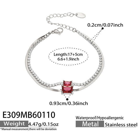 Wholesale Women's Geometric Stainless Steel 18K Gold Plated Doublelayer Blade Chain Bracelet Minimalist Niche Jewelry