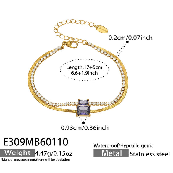 Wholesale Women's Geometric Stainless Steel 18K Gold Plated Doublelayer Blade Chain Bracelet Minimalist Niche Jewelry
